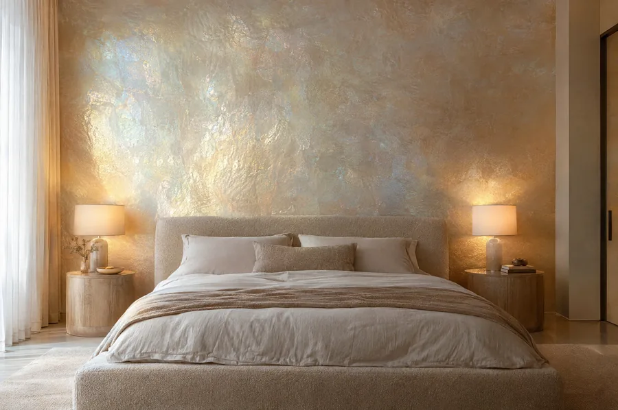 Pearlescent plaster feature wall