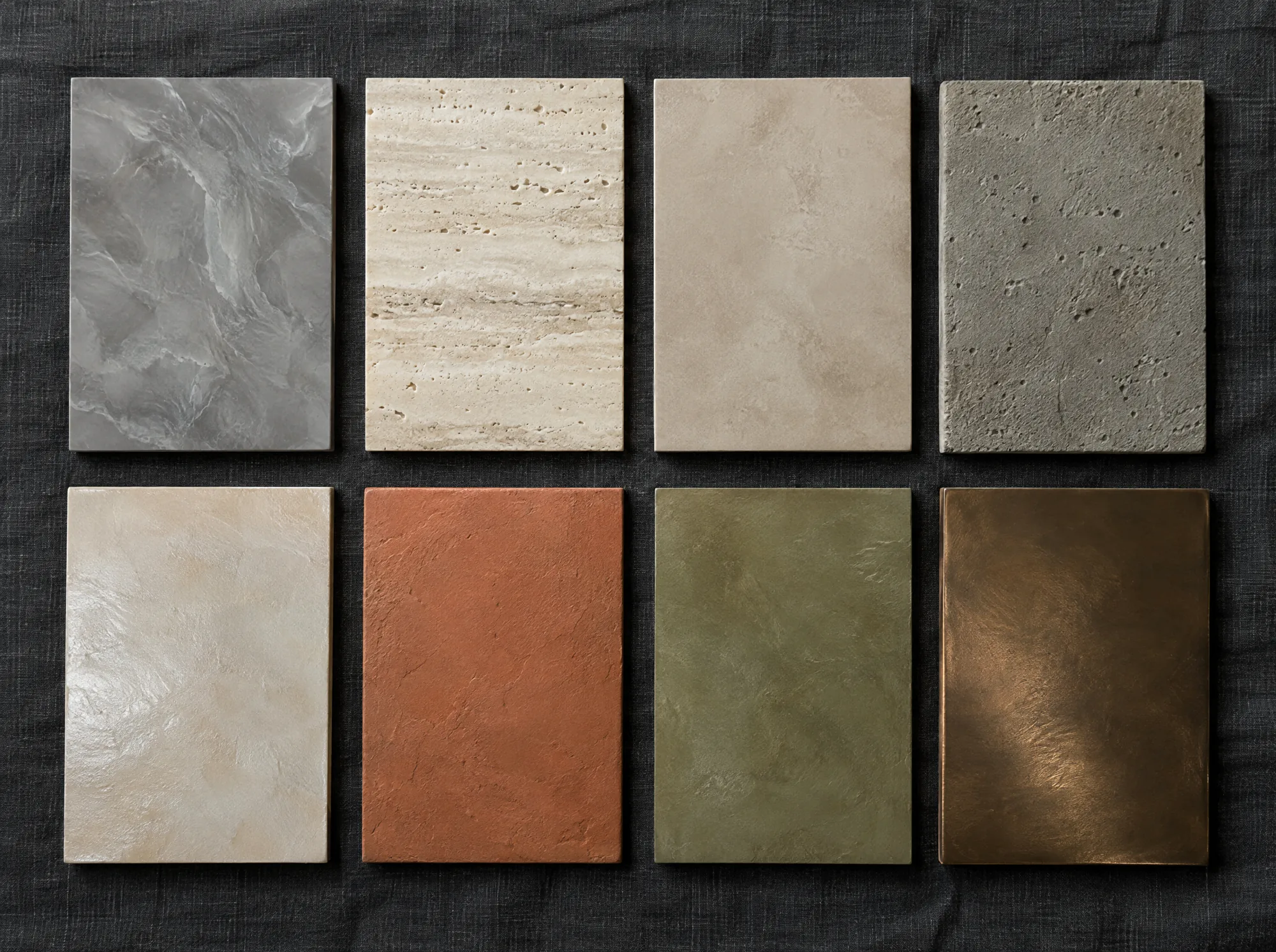 Hand-made plaster sample boards